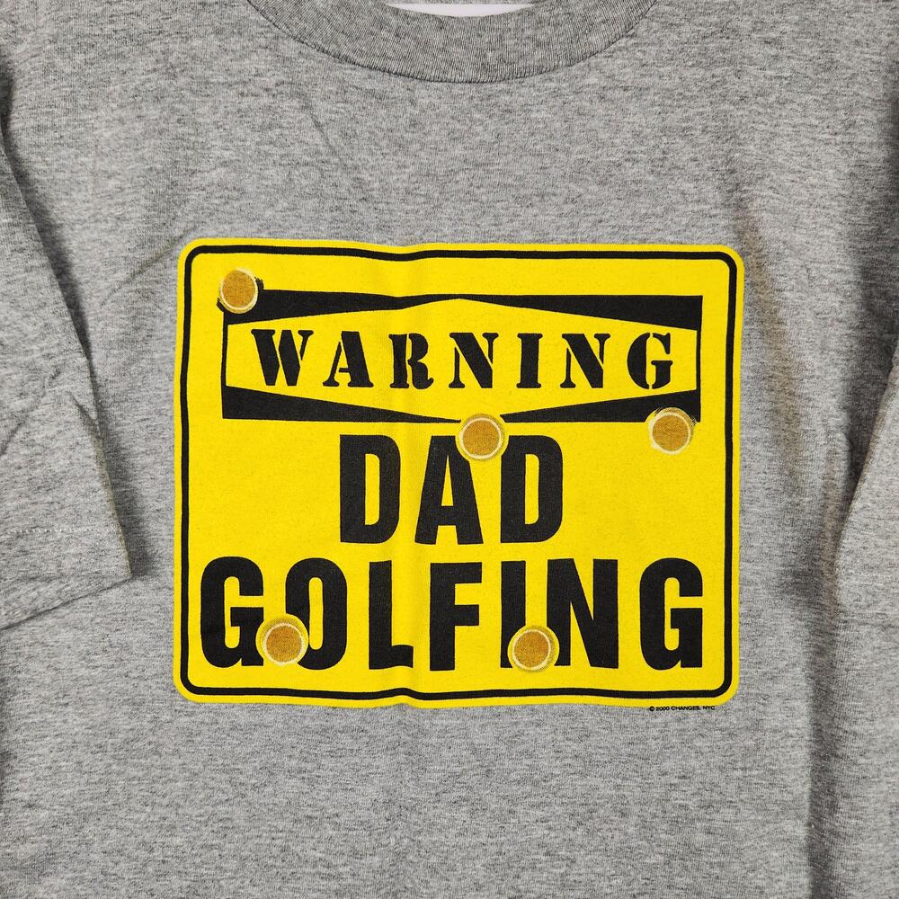 Vintage Warning Dad Golfing Shirt Mens XL Gray Funny Graphic Changes USA Joke
